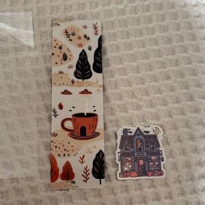 Autumn Leaves and Coffee Bookmark